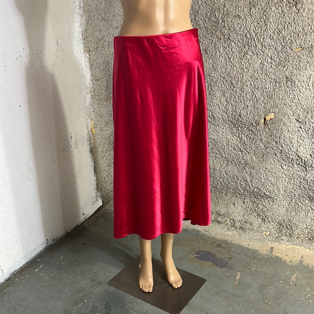Rachel Zoe Red Asymmetrical A-Line Midi Skirt, M